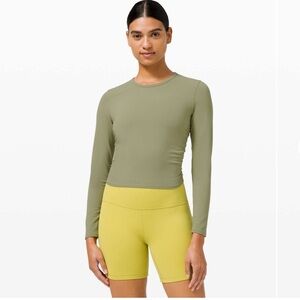 Lululemon All It Takes Long Sleeve Nulu Ruched Top in Rosemary Green